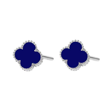 گوشواره نقره زنانه مدل ونکلیف سرمه ای کد 053