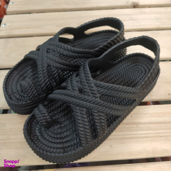 دمپایی دخترانه زیتون مدل ساحلی رنگ مشکی