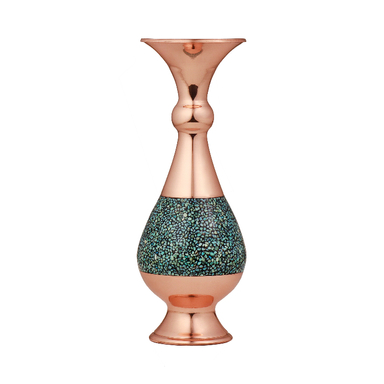 گلدان مسی فیروزه‌ کوبی مدل صراحی کد 16