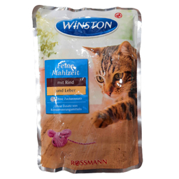 پوچ گربه وینستون مدل Mit Rind And Leber وزن 100 گرم