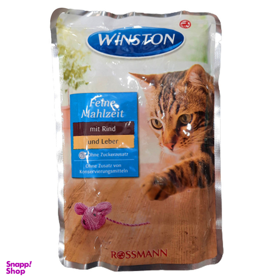پوچ گربه وینستون مدل Mit Rind And Leber وزن 100 گرم