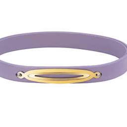 دستبند چرم و طلا 18 عیار زنانه مدل بیضی