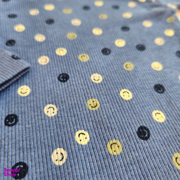 بادی نوزادی نیم ایت طرح شکلک های خندان کد 10258 رنگ آبی تیره