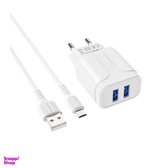 شارژر دیواری بروفون مدل BA37A به همراه کابل تبدیل MicroUSB