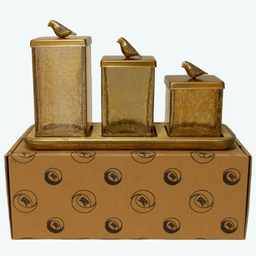 بانکه گلد کیش مدل گلدن برد کد GK829417 ۳ عددی درب دار به همراه سینی