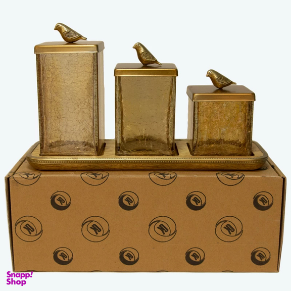 بانکه گلد کیش مدل گلدن برد کد GK829417 ۳ عددی درب دار به همراه سینی