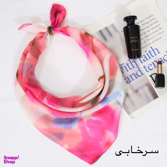 دستمال سر و گردن زنانه آنالیا مدل مینی اسکارف نخی تابستانه خنک طرح بهشت کد ana-2495