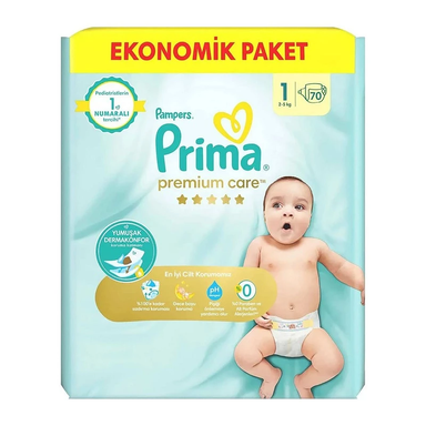 پوشک بچه پریما مدل New Premium Care سایز 1 بسته 70 عددی