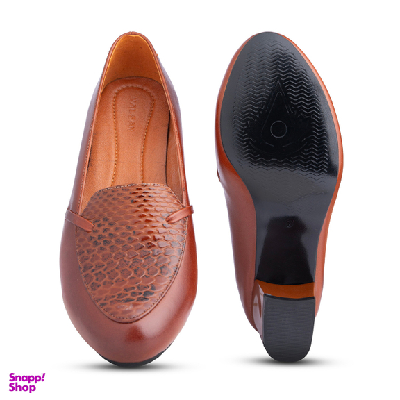 کفش پاشنه دار زنانه چرم یلسان مدل کلارا کد MRV-601 رنگ عسلی