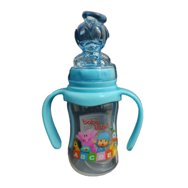شیشه شیر بیبی لند مدل دسته دار طرح اردک کد 509 گنجایش 150 میلی لیتر