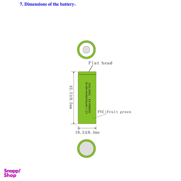 باتری نیم قلمی قابل شارژ سولونیکس مدل Ni-MH 600mAh سرتخت مجموعه 20 عددی