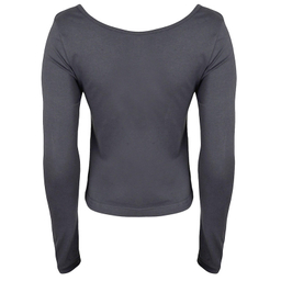 کراپ‌ تیشرت آستین بلند زنانه کانتکس مدل 249014521 رنگ طوسی