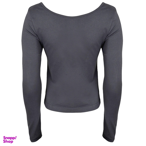 کراپ تیشرت آستین بلند زنانه کانتکس مدل 249014521 رنگ طوسی