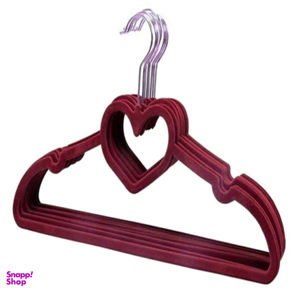 چوب لباسی مخمل طرح قلب مدل Heart بسته 5 عددی