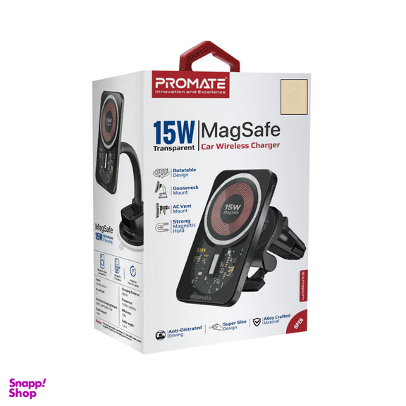 پایه نگهدارنده و شارژر بی سیم گوشی موبایل پرومیت مدل LUCIDMOUNT-15