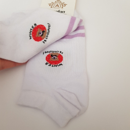 جوراب دخترانه مدل دو خط رنگ سفید