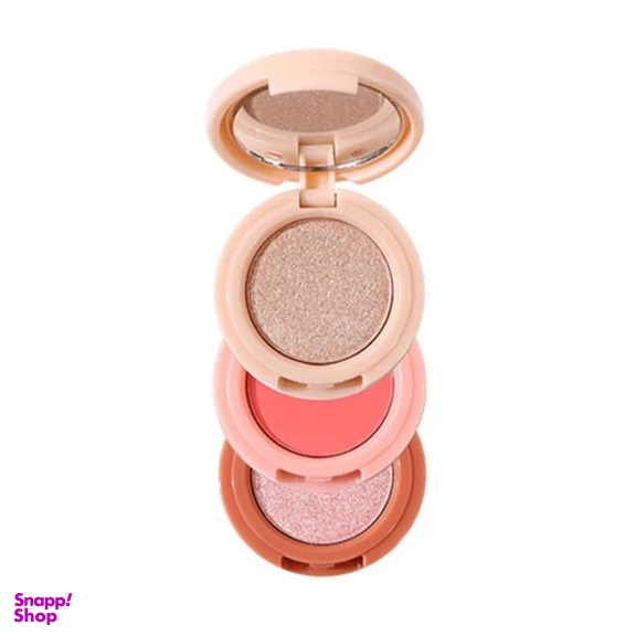 پالت رژ گونه و هایلایتر میس لارا مدل چرخشی شماره 01 مجموعه 3 عددی