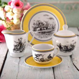 سرویس چینی 102 پارچه غذا خوری چینی زرین ایران سری ایتالیا اف مدل ویلیج درجه یک 12 نفره