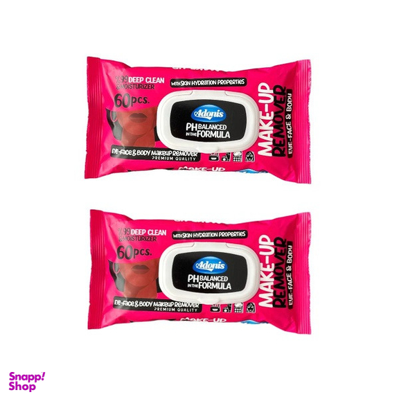 دستمال مرطوب آدونیس مدل 03 دو بسته 60 عددی