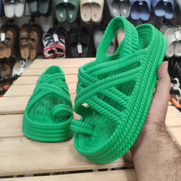 دمپایی دخترانه زیتون مدل ساحلی رنگ سبز