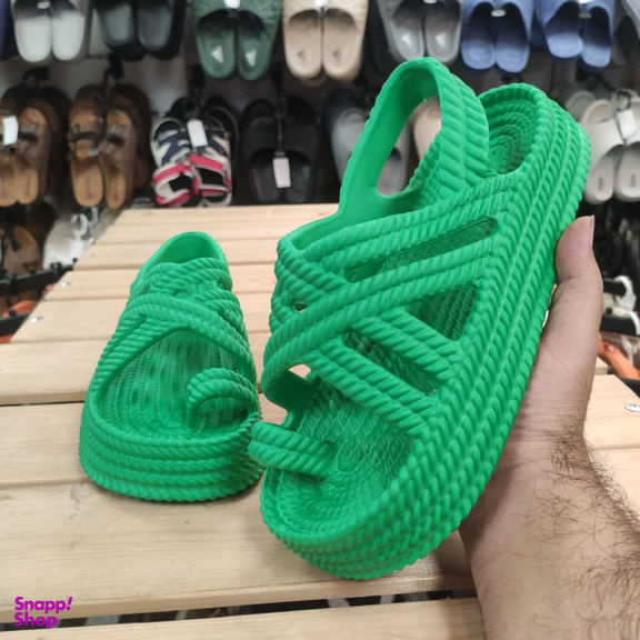 دمپایی دخترانه زیتون مدل ساحلی رنگ سبز