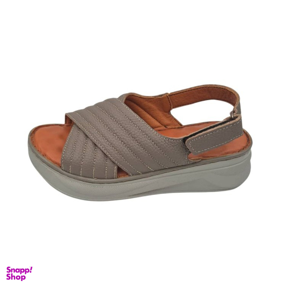 صندل طبی زنانه چرم ریباری مدل R70 رنگ ویزون