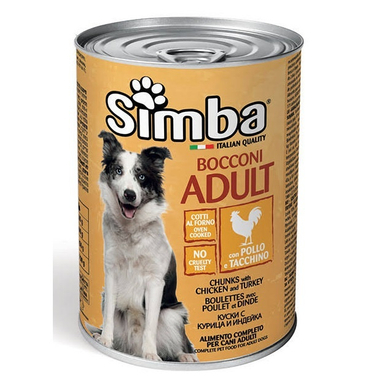 کنسرو غذای سگ سیمبا طعم مرغ کد 5606 وزن 415 گرم