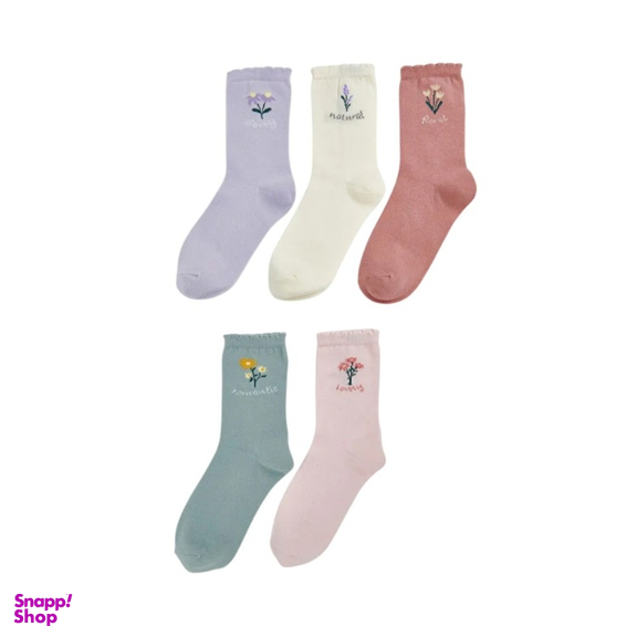 جوراب زنانه ال سی وایکیکی مدل Flowers V2 بسته 5 عددی