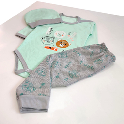 ست 3 تکه لباس نوزادی مدل کله خرس کد 4030