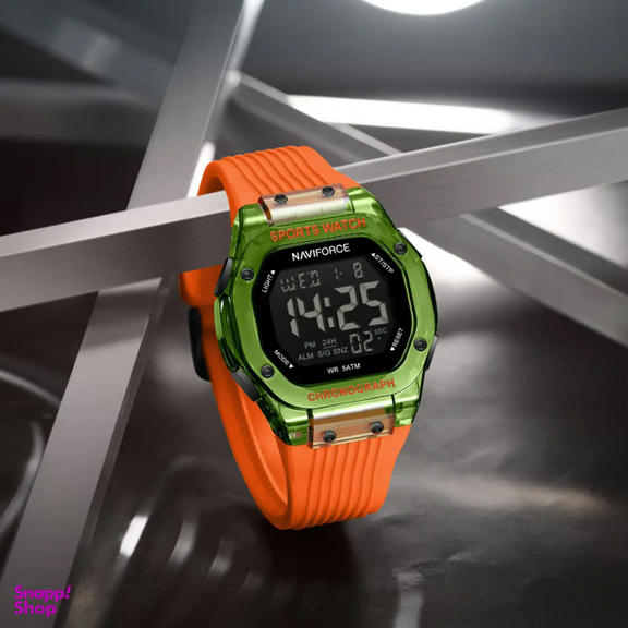 ساعت دیجیتال نیویفورس مدل Naviforce Nf7113 رنگ سبز نارنجی