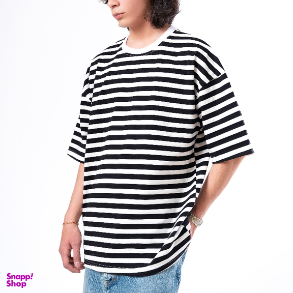 تیشرت زیگ مدل striped رنگ مشکی