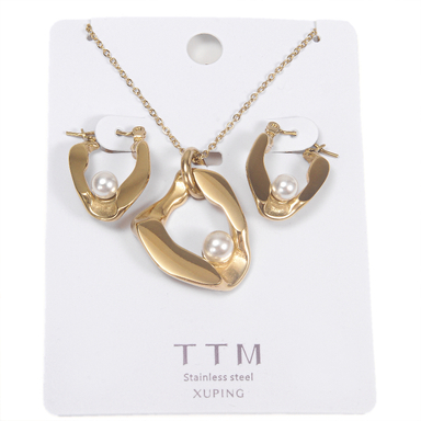 نیم ست زیور زنانه ژوپینگ کد 1171942754 رنگ طلایی