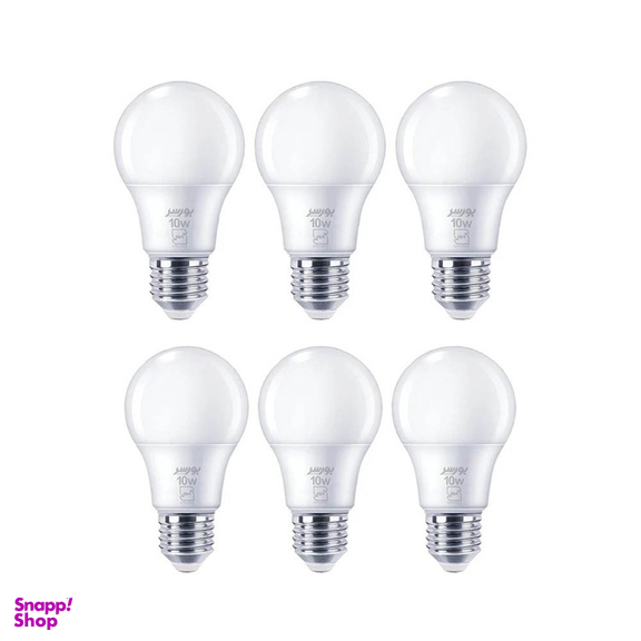 لامپ LED حبابی 10 وات بورسر مدل A60 پایه E27 بسته 6 عددی