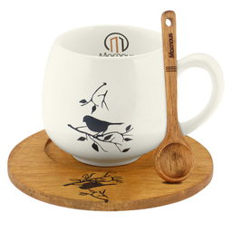 ست ماگ مکنوس کد 1008 همراه با قاشق و زیر لیوانی