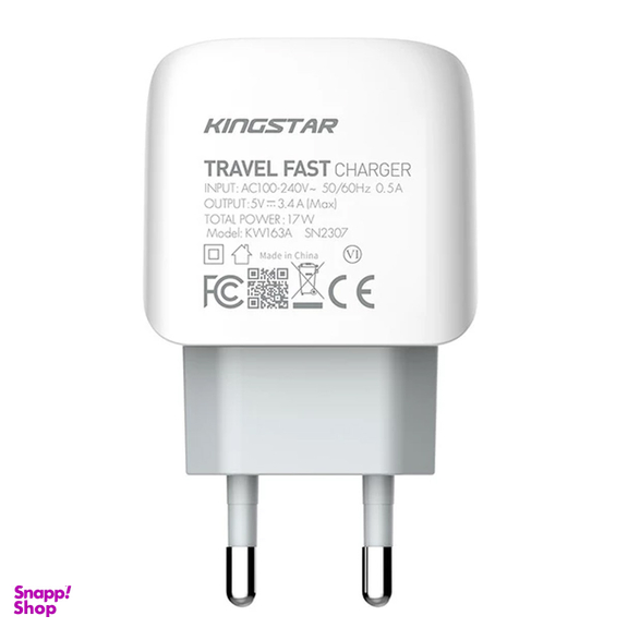 شارژر دیواری 17 وات کینگ استار مدل KW163A PD به همراه کابل MicroUSB