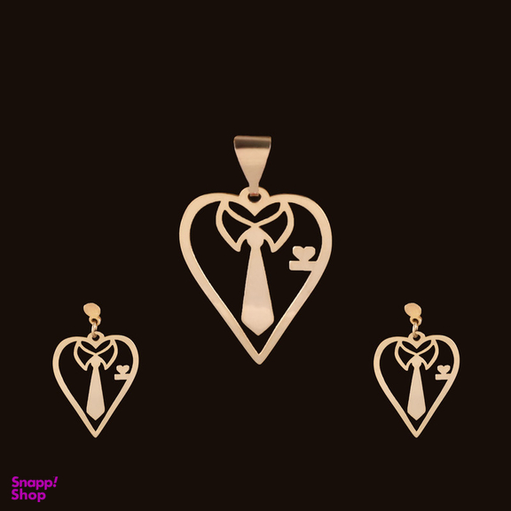 نیم ست طلا 18 عیار زنانه الن نار مدل روز عشق ELN9967