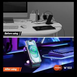 شارژر مغناطیسی رومیزی 15 وات کربی مدل W102 3IN1
