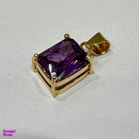 پلاک گردنبند طلا 18 عیار زنانه گالری سپینود مدل سولیتر بنفش مدل PSG3