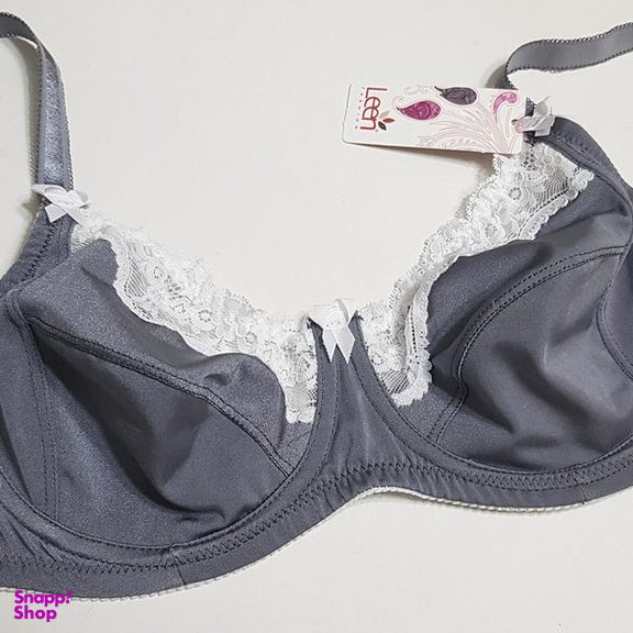 سوتین زنانه لین مدل فنردار گیپور گلدار کد 4680-608 رنگ طوسی