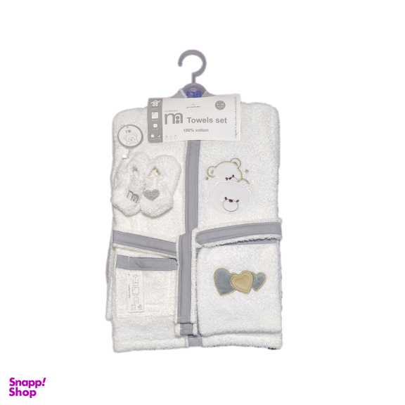 ست حوله نوزادی مادرکر مدل خرس و قلب مجموعه ۵ عددی