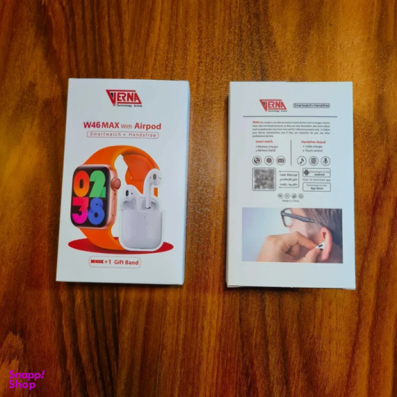 ساعت هوشمند ورنا مدل W46 Max به همراه هندزفری بی سیم طرح اپل مدل Airpod