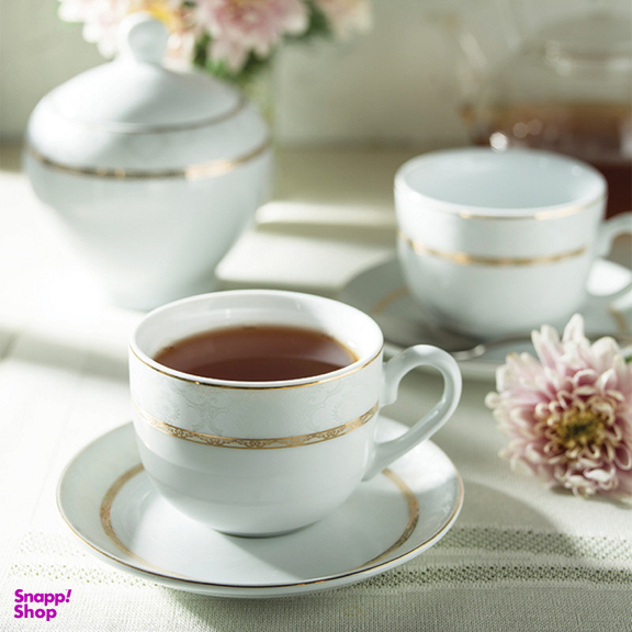 ست فنجان نعلبکی 12 پارچه 6 نفره چینی زرین ایران مدل چای خوری ایتالیا اف 8 هدیه درجه عالی