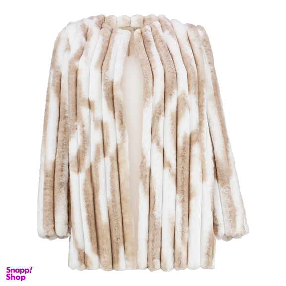 پالتو زنانه السانا مدل برفی کد 230435 رنگ سفید قهوه ای