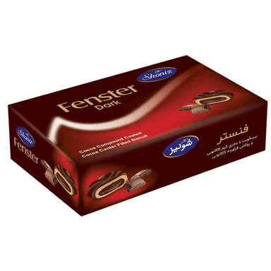 بیسکویت با مغزی کرم کاکائویی و روکش فرآورده کاکائویی فنستر شونیز وزن 500 گرم
