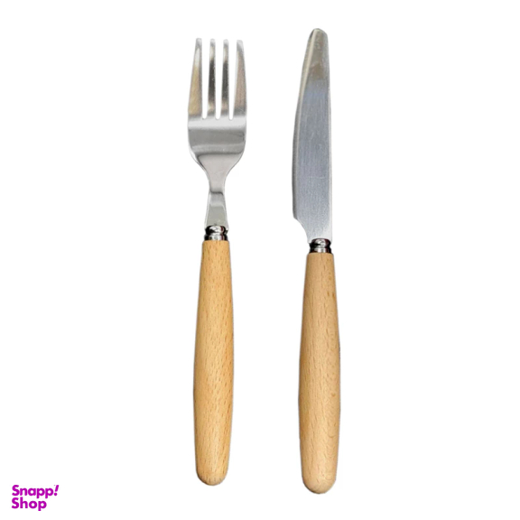 ست چاقو و چنگال میوه‌ خوری مدل دسته چوبی کد n200 مجموعه 6 عددی