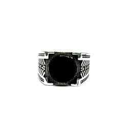 انگشتر مردانه نقره سنگ انیکس طرح کاج کد 002