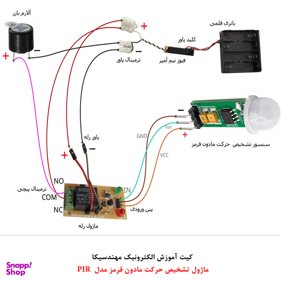 کیت آموزش الکترونیک مهندسیکا مدل ماژول تشخیص حرکت مادون قرمز جانداران PIR-07