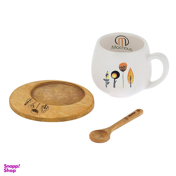 ست ماگ سایه دار مکنوس کد 1008 به همراه قاشق و زیرلیوانی