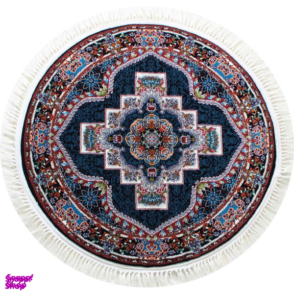 فرش ماشینی گرد مدل ناردون 101 رنگ سرمه ای