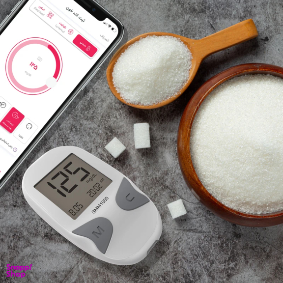 دستگاه تست قند خون دیابان مدل SMM 1000 همراه یک قوطی نوارتست 50 عددی